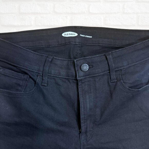 NWT Old Navy Power Straight Jeans Women Size 12 Black Mid-Rise Stretch Black - Picture 4 of 7